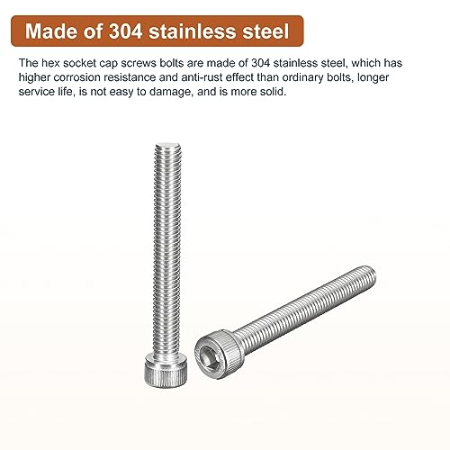 DTGN M8x65mm Socket Head Cap Screws Bolts, 10Pcs 304 Stainless Steel 18-8, Metric Machine Hex Socket Screw, Hex Drive - Image 3