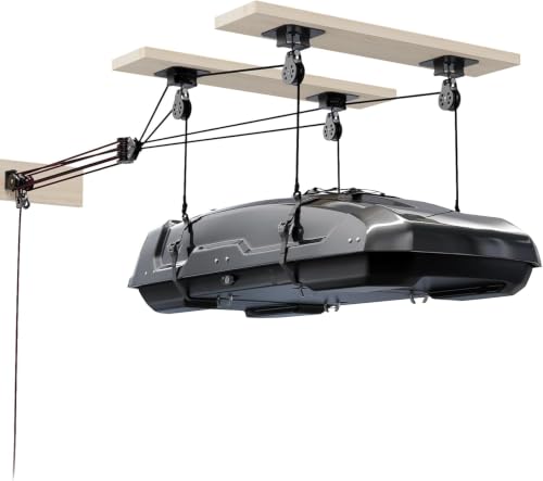 Cargo Box Ceiling Storage Hoist,180lbs Pulley System for Overhead Garage Ceiling Storage, Heavy Duty Pulley Lift System for Roof Cargo Box, Garage Hoist Fits 8-16ft by Pacikwest - Used condition - US$63.79