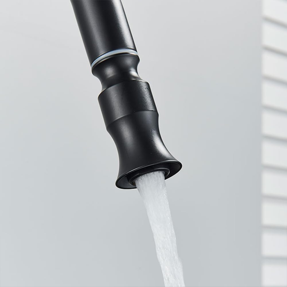 Wasserhahn Küche - Küchenarmatur Mit Brause Ausziehbar, Retro Antik Stil Messing Einhebel 360° Schwenkbar Spültischarmatur Mischbatterie, Hoher Auslauf Armatur Küche, Schwarz