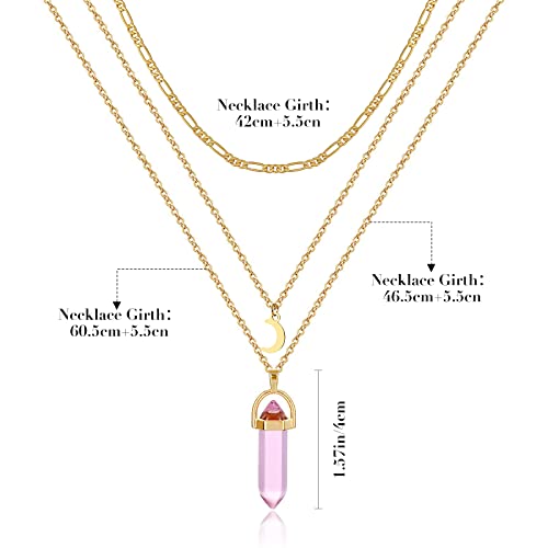 Mjartoria Moon Pentagram Necklace Pentacle Chakra Charm Pendant Multi Layer Alloy Chain Choker Necklace Set Gothic Jewelry #TOP4