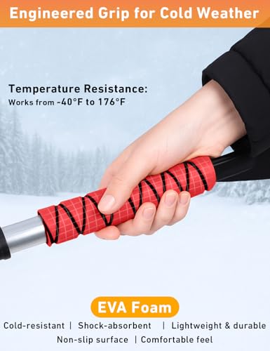 Image of EcoNour 27 inch Aluminum Snow Brush 4 Pack with Ice Scrapers for Car Windshield | For Car Window | Car Snow Scraper and Brush with Ergonomic Foam Grip Winter Accessories (Orange, Pink, Green, Blue)