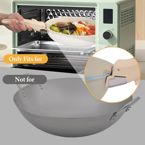 Holylofty Removable Pot Handle, Universal Pan Handle, Replacement for Pots and Pans, Fits All Cookware, Includes Spoon Rest, Durable & Heat-Resistant, Cream Beige