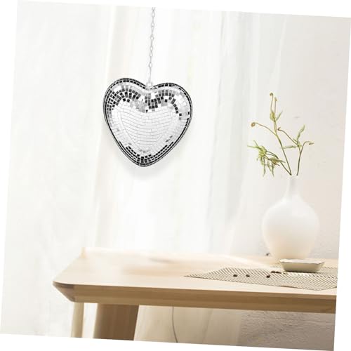 Cabilock Espejo Colgante de Disco en Forma de Corazón Reflectante para Fiestas Bodas y Eventos Temáticos de Disco miniatura 6