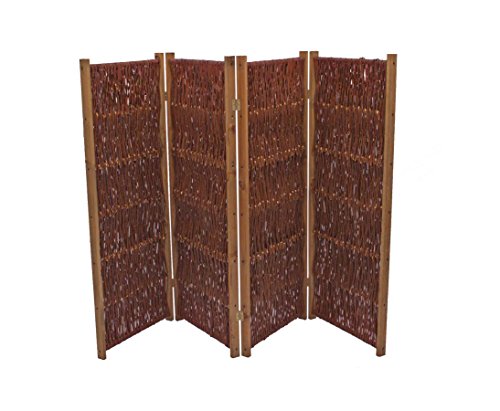 Paravent 4teilig aus Weidenzweigen mit 180 x 240cm - Hochwertiger Weiden Paravent als charmanter und praktischer Hingucker 1,8m x 2,4m