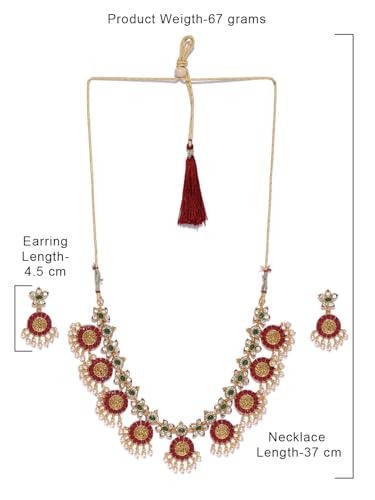 ZAVERI PEARLS Gold Tone Traditional Temple Choker Necklace Set For Women-ZPFK8983 - Image 4