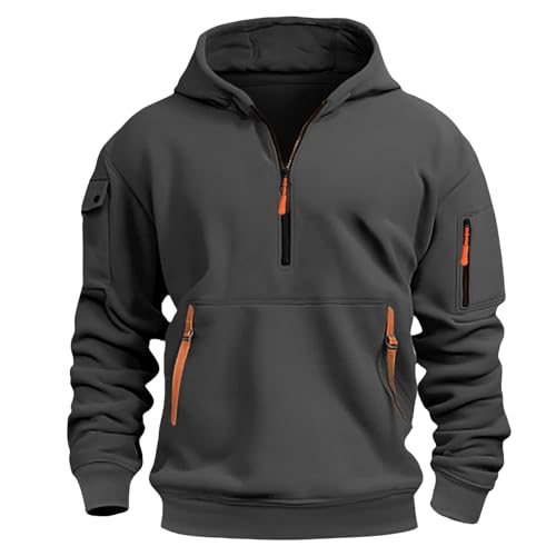 Boys Half Zip ?ooded Pullovers Long Sleeve Casual Active Sweatshirts Teen Fall Solid ?oodie Top with Multi Pockets