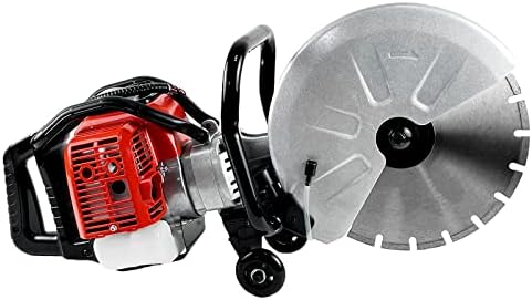 HIGOSPRO 14 Inches Concrete Saw Gas Powered 1900W Cut-Off Saw with EPA 51.7cc 4.8" Cut Depth and 2 Stroke Gasoline Grinder With Diamond Blade petrol concrete saw