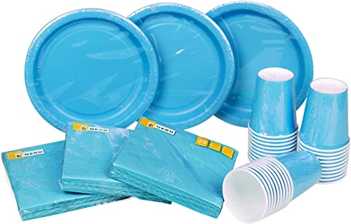 Heku Pack de fête jetable 120 pièces Turquoise