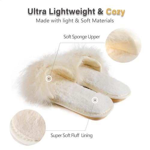 Image of Fur Story Women's Furry Slippers Open Toe Fuzzy Slippers Memory Foam Fluffy House Sandal