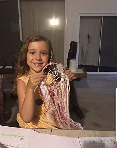 DIY Dream Catcher Kit Stocking Stuffer for Kids Adults Bohemian Decor Pink Craft Project Make Your Own Dreamcatcher Girls Birthday Gift 5 Inch Ring
