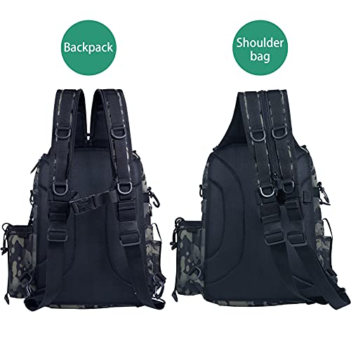 BLISSWILL Outdoor Tackle Bag - Large Water-Resistant Fishing Backpack with Rod Holder, Large(16*12*6inch)-forest Camo - Image 4