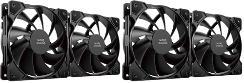 Mars Gaming MF-PWMX2, Kit 2 Ventiladores 120mm, Ultra silenciosos FDB 12dB, Sistema Anti-vibraciones, Sistema PWM, Negro (Paquete de 2)