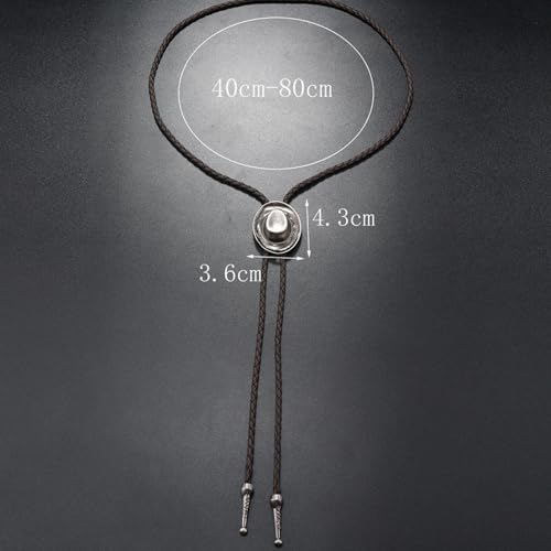 Image of Bolo Tie for Men Women Cowboy Turquoise Celtic Natural Tiger Eye Stone Longhorn Bull Western Leather Bolo Necktie