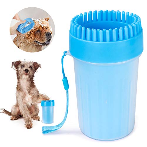 FULNEW Portable Dog Paw Cleaner Upgrade Dog Paw Washer Cup Paw Cleaner for Cats and Small/Medium Dogs (Medium,Blue)