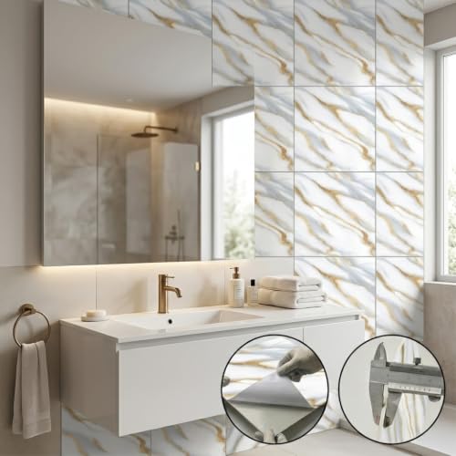 Image of WALLVEAR UV Marble Wall Panel 2x2 Ft PVC High Gloss Sheet, Pack of 16