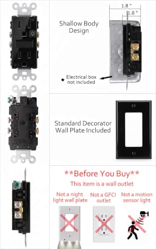 Image of SOZULAMP 4-Pack Night Light Wall Outlet, Touch & Dusk-to-Dawn Sensors | Glossy Black 15A 125V Tamper-Resistant Receptacle; Guide Light for Kids and Seniors;Ideal for Hallway,Nurserie,Stair,Bathroom