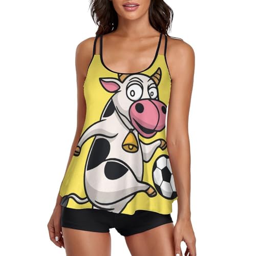 Robe de plage tankini motif vache idéale pour vos vacances et sessions piscine