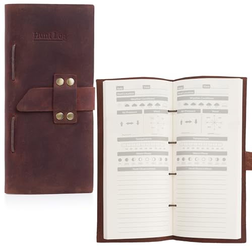 Fisken Hunting Journal, Top Grain Premium Genuine Leather Field-Tested Logbook for All Species – Track 200+ Hunts – Silent Closure – Slim & Durable – Deer, Elk, Turkey, Duck Hunting Log