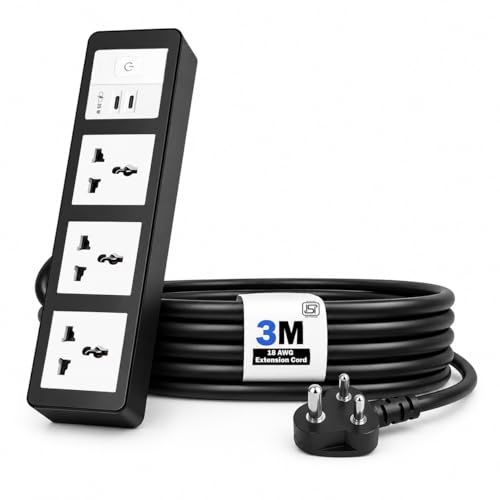 Image of MX 35W Extension Board PD GaN Charger Super Fast Charging 2 Type-C, 3 Universal 6 /13A AC Sockets (4000W) Multiport Desktop Power Strip for iPhone Android Laptop Tablet Charging Station 3M Cable
