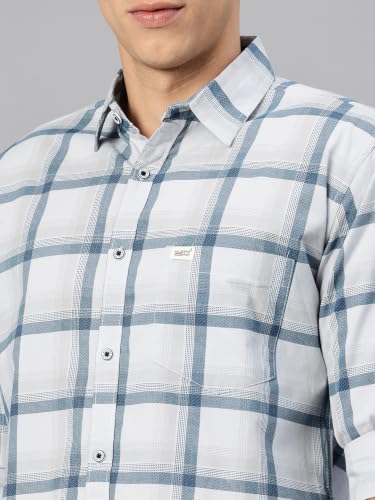 Image of Majestic Man Comfort Slim Fit Pure Cotton Checked Casual Shirt
