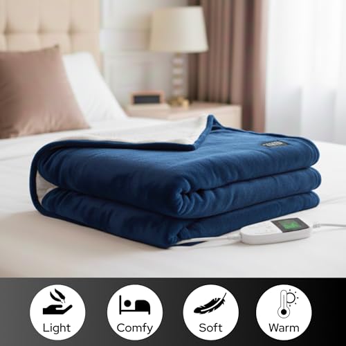 Image of Utopia Bedding Electric Blanket for Double Bed with 6 Heating Levels and 2-10 Hours Time Settings, Flannel to Sherpa Super Cozy Heated Blanket Machine Washable 153x153 cm
