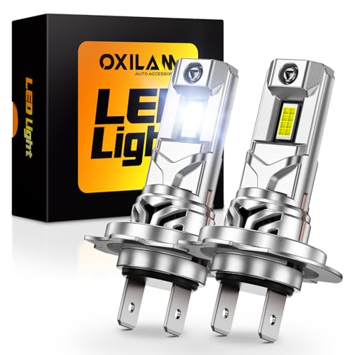 Image of OXILAM H7 LED Light Bulb, 64000LM 1000% Brightness 6500K White with Ultra-Bright LED Chips, Wireless Non-polarity, 5MIN Direct Plug, Anti-Flicker H7 Fog Light Compatible with Cars Trucks SUVs, 2 Pac