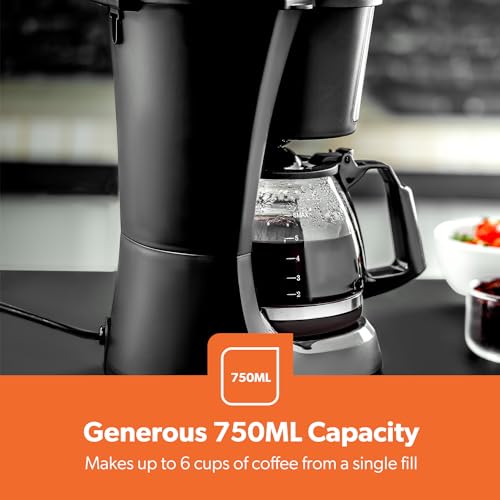GEEPAS 750ml Filter Coffee Machine | Fast Brewing 600W Coffee Maker for Instant Coffee, Espresso, Macchiato & More | Keep Warm & Anti-Drip Function Reusable Nylon Filter, Black - Image 4