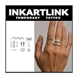 INKARTLINK Tattoo Tech, 2 Sheets Medium Semi Permanent Tattoo, Adult Art Design Temporary Tattoos, Lasts 1-2 Weeks, Waterproof, Realistic Look, No Adhesive, No Reflection (Sunrise and Cactus)