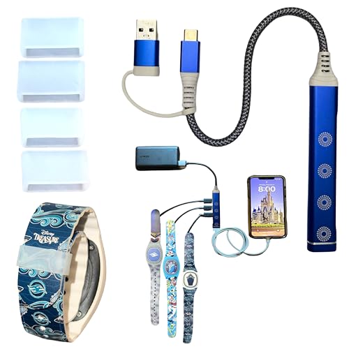 Kaizen Kreations MultiCharger for MagicBand+, MagicBand +, Magic Band Compatible with FuelRod & Other External Battery. Disneyland Accessories for Trip to Disney World Cruise (USB-A & USB-C, 1-Pack)