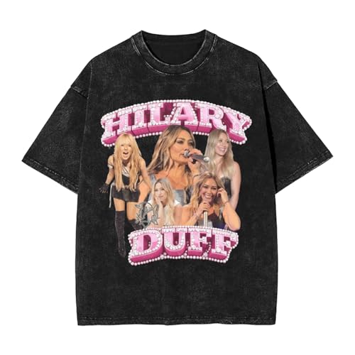 Hilary Music Duff 2026 Music Tour Mens Vintage Oversized Short Sleeve Round Neck T-Shirt Top Casual Tee Shirt Xx-Large