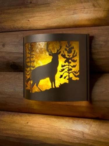 WS009FR Whitetail Interior Right Facing Large Wildlife Series Wall Sconce 4.5 x 14 x 12 in. Cappuccino Color