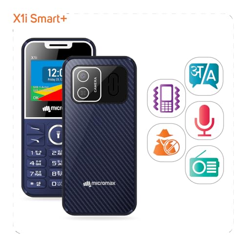 Image of Micromax All-New X1i Smart Dual Sim Keypad Phone | Big 2.4 inch Display |Type C USB Port | Bright Torch| Wireless FM | Auto Call Recording | Blue |