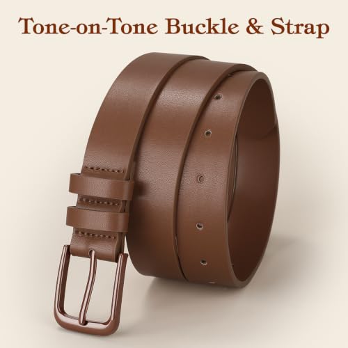 Image of XZQTIVE 3 Pack Women Belts For Jeans Dresses Pants Ladies Leather Waist Belt with Gold Buckle
