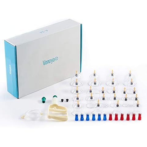 VONOYA 24pc Cupping Therapy Set with Pump B2-6 & U4-5 Suction Cups, Massage Tool Kit for TCM Acupoint Therapy Lymphatic Drainage Neck and Back Pain Relief Cellulite Removal and More Cover