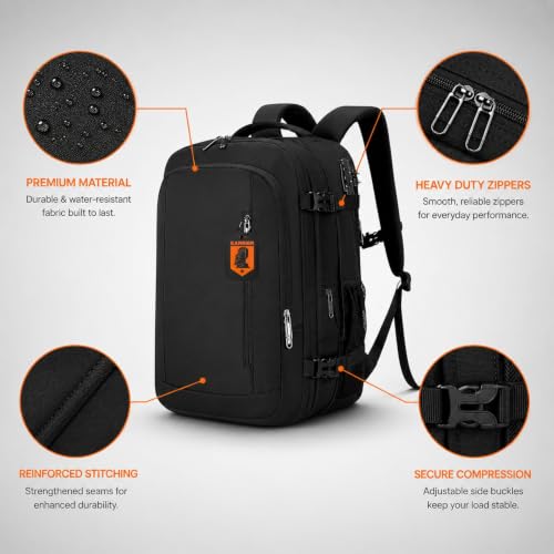 Image of KARRIER Vacuum Compression Backpack with Built-in System for Clothes & Gear Laptop Bags Backpacks for Men and Women 3-in-1 Space-Maximizing Organizer