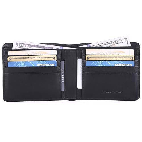 Black Top Grain | Bifold Leather Wallet | with Red Border for Men | Extra Capacity Bifold Wallet with 12 credit card Slots, 2 Multipurpose pocket, | Ultra Strong Stitching2