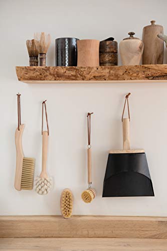 Image of Creative Co-Op Beech Wood Brush with Metal Decorative Accents & Leather Strap (DF3016)