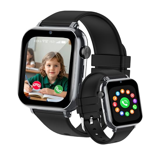 Tzzulsx Reloj Inteligente Niño con Llamadas，Smartwatch Niños con Juego, podómetro, Cámara, Música, SOS, Linterna, Despertador, Reloj Teléfono con HD Pantalla Táctil Smartwatch SK4-C32-BLACK-2