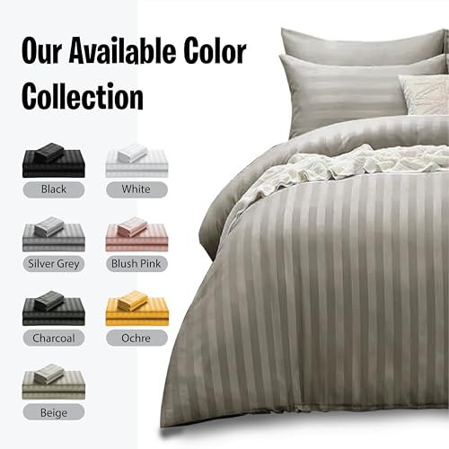 Parure de lit réversible en microfibre beige avec 4 taies d'oreiller