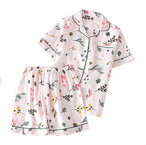 ECHERY Vêtements De Nuit en Coton D'été De Deux Pièces pour Fille Costumes Ensembles de Salon À Motifs Floraux Cover