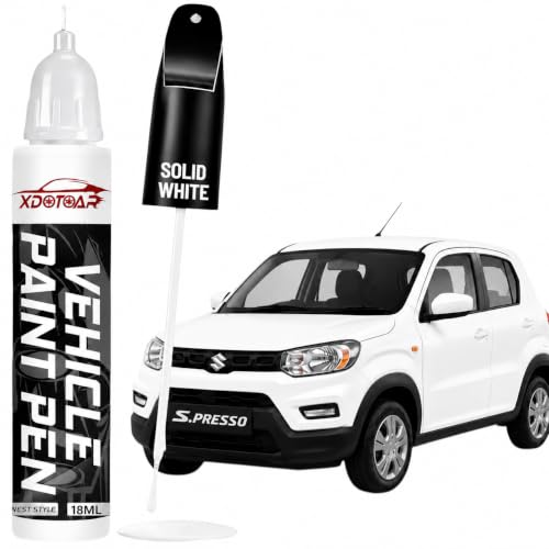 Image of XDOTOAR Car Touch Up Paint Pen for Maruti Suzuki S-PRESSO SOLID WHITE (ZQH) | Factory Color Matched 2K Paint Technology | Car Scratch Remover & Paint Chip Repair | Quick Dry Formula | Rust Protection | 18ml