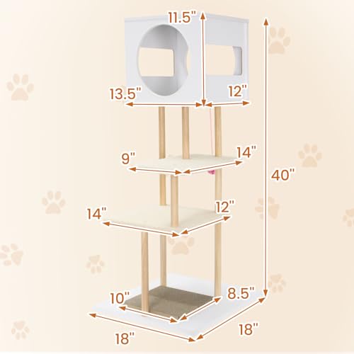 Árbol moderno para gatos Tangkula 40 pulgadas madera miniatura 4