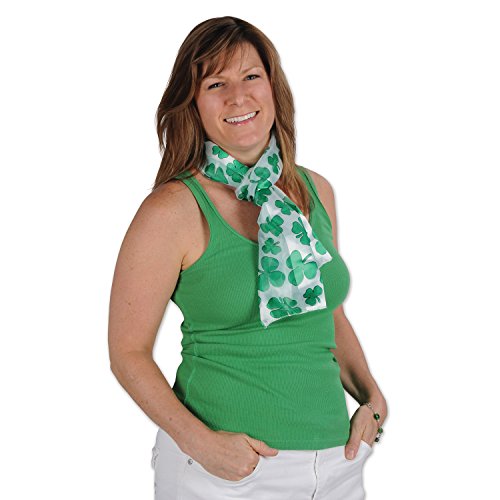 Beistle 30710 Shamrock Scarf, 10-Inch by 4-Feet 7-Inch,Green/White