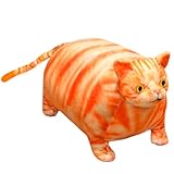 ELAINREN Realistic Fat Orange Cat Stuffed Animals Toy Ultra-Soft Tabby Kitten Plush Large Pillow Fluffy Lifelike Kitty Plushie Cushion Decor Gifts/19.6''