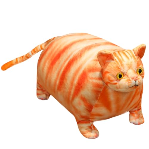 ELAINREN Realistic Fat Orange Cat Stuffed Animals Toy Ultra-Soft Tabby Kitten Plush Large Pillow Fluffy Lifelike Kitty Plushie Cushion Decor Gifts/19.6''