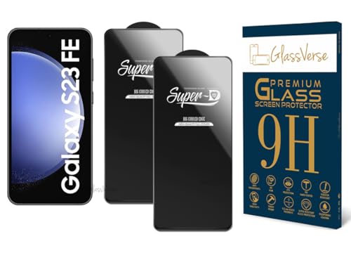Image of GlassVerse FingerPrint Compatible HD Oleophobic Tempered Glass For Samsung Galaxy S23 FE (Pack Of 2) with Free Installation Kit Full screen Coverage - 6.4 inch