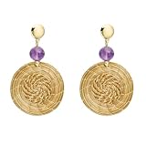 VERA NAVARRO - Boucles d'Oreilles Mandala Tressées avec Améthyste en Or Végétal - Ø 3...