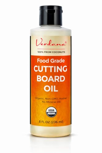 Verdana Food Grade Cutting Board Oil – Organic Coconut-Derived, Food Safe Mineral Oil Alternative for Butcher Block, Bamboo & Wooden Utensils – Kosher, Non-GMO, 8 fl oz