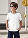 Haloumoning Boys Short Sleeve Pique Polo Shirts Kids Casual V Neck Color Block Uniform Golf Shirt 5-14 Years White