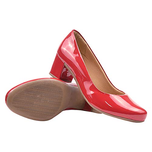 Sapatilha Feminina Scarpin Bico Redondo Eleganteria Tamanho:35;Cor:Vermelho